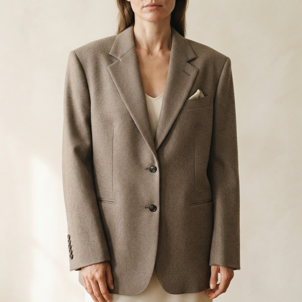 Oversized taupe wool tailored blazer